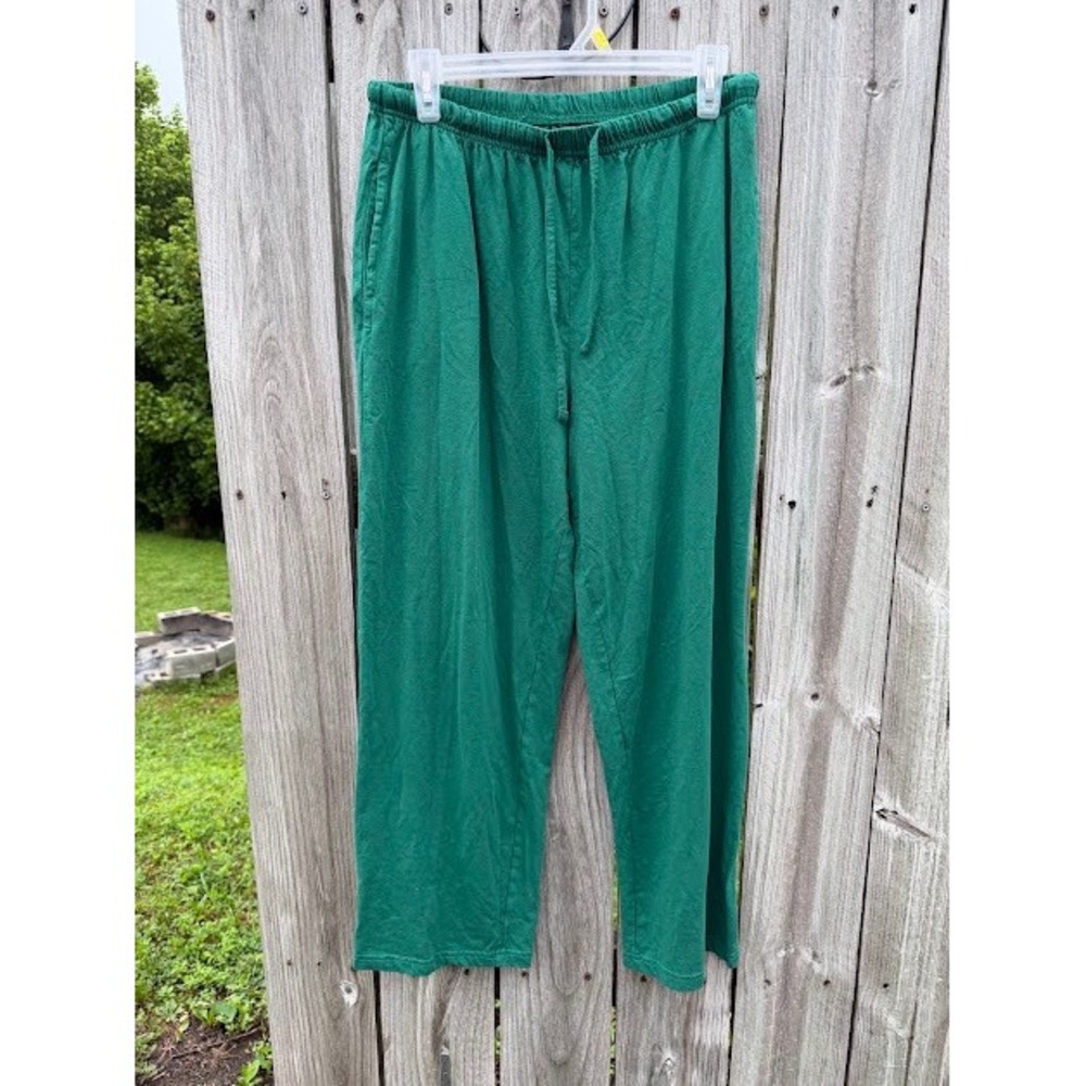 Comfort Easy Essentials Pants Womens XLP Green‎ Cotton Drawstring Lounge Relax